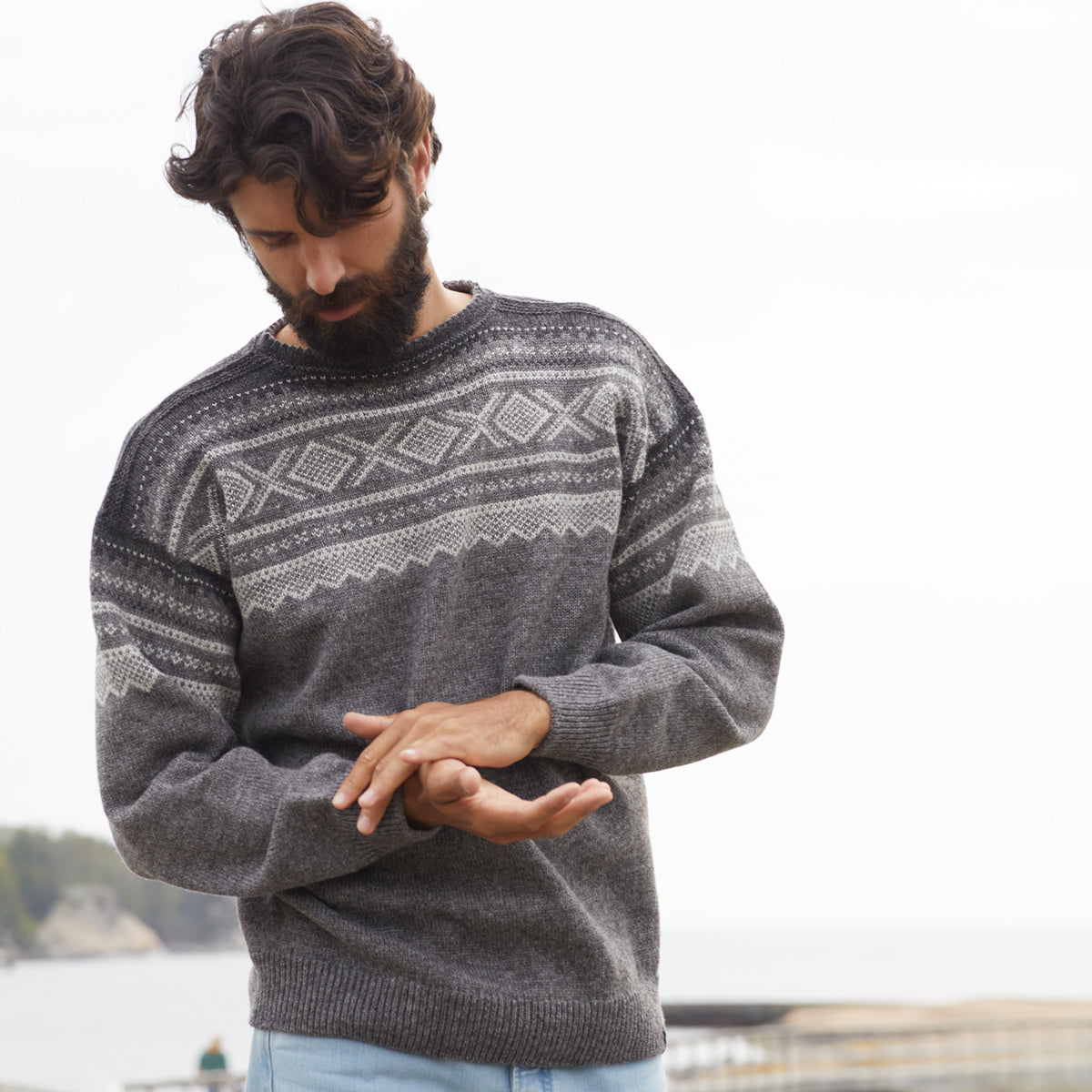 Wollpullover Norweger Pullover Baumwolle Herren Norweger Pullover