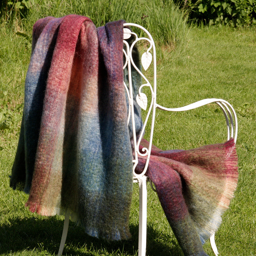 Mohairdecke John Hanly in warmen Naturtönen, irische Traditionsweberei seit 1893