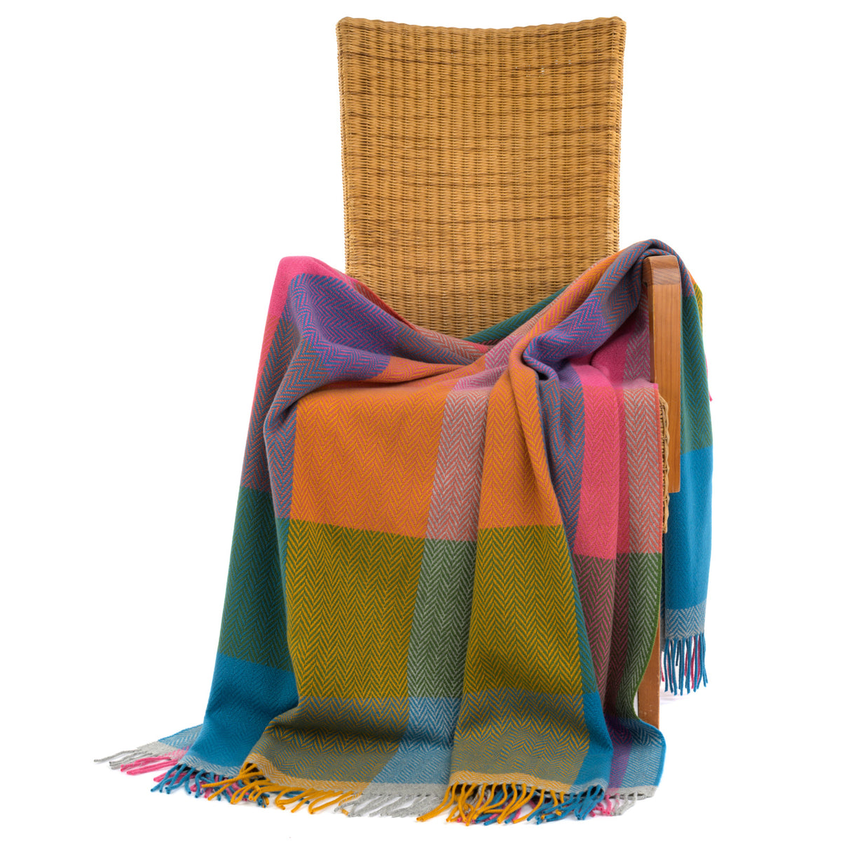 Bunte Wolldecke aus Lammwolle und Kaschmir