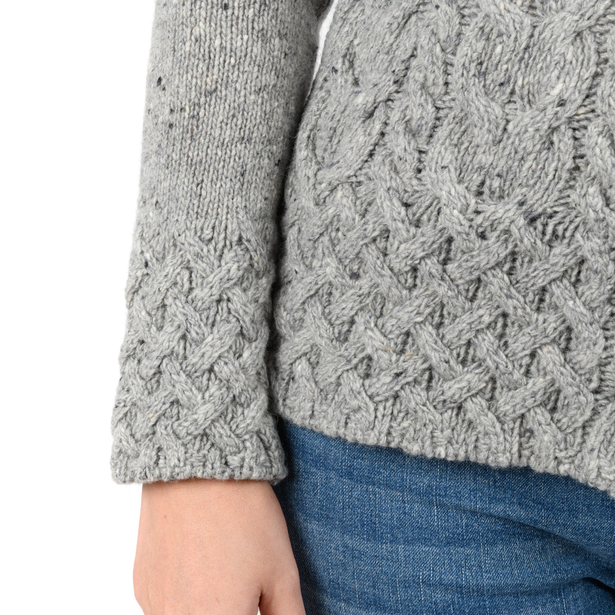 OBJECT Damen Strickjacke In Zopfmuster | Rundhalsausschnitt Mit Knopfleiste