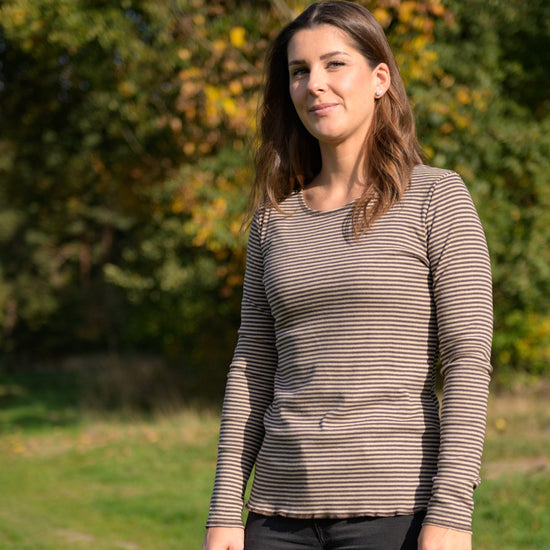 
                  
                    Bio-Baumwoll-Shirt, Langarm, schmal gestreift
                  
                