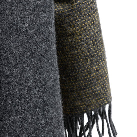 
                  
                    Wohndecke in Anthrazit mit gelben Streifen
                  
                